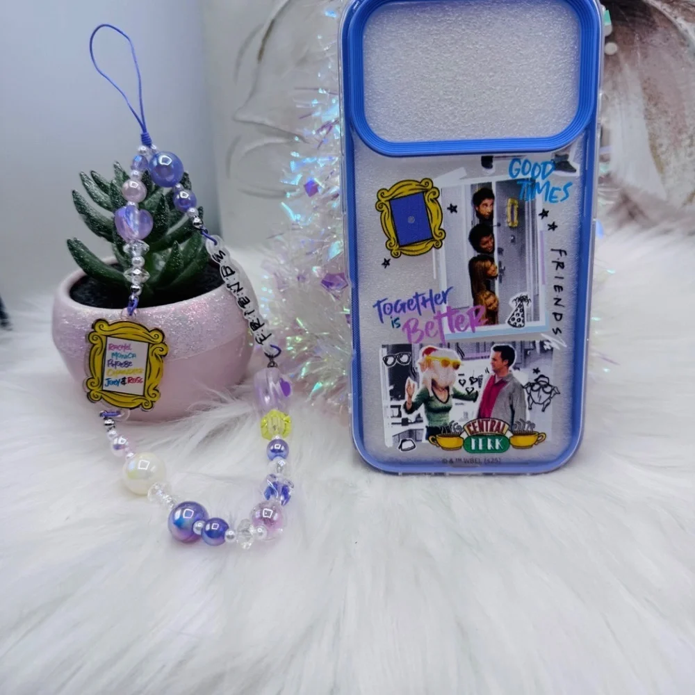Friends Themed iPhone 17 Pro Max Case with Matching Beaded Strap